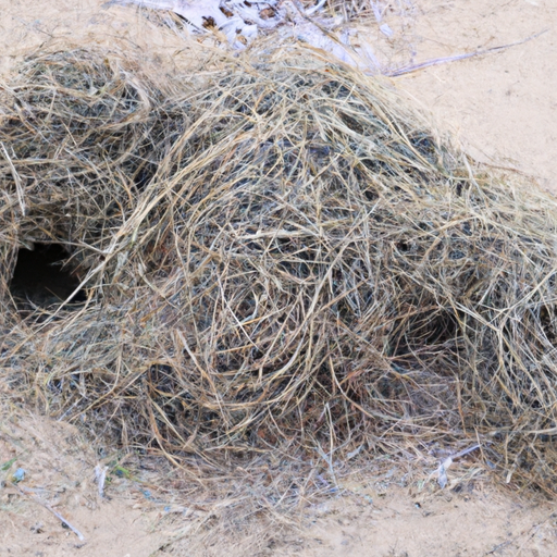 צילום של קיני חולדות העשויים מחומרים מגוררים ושבילי עפר שנמצאים לרוב באזורים מבודדים.